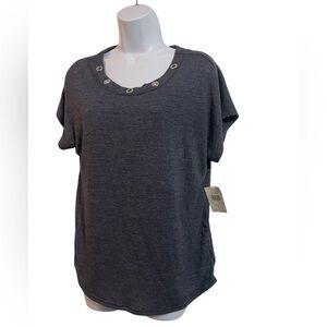 Women's Charcoal Top with‎ Button Detail